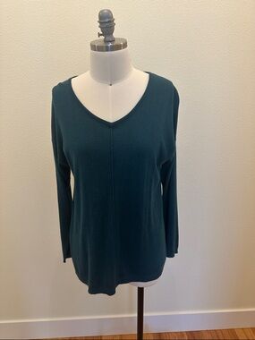 Faded Glory Women's V-Neck Long Sleeve Sweater - Teal Green